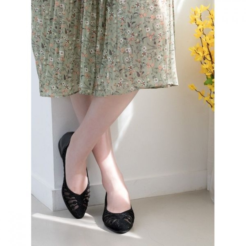 [Ninas Paris] ビーズメッシュコンビフラット