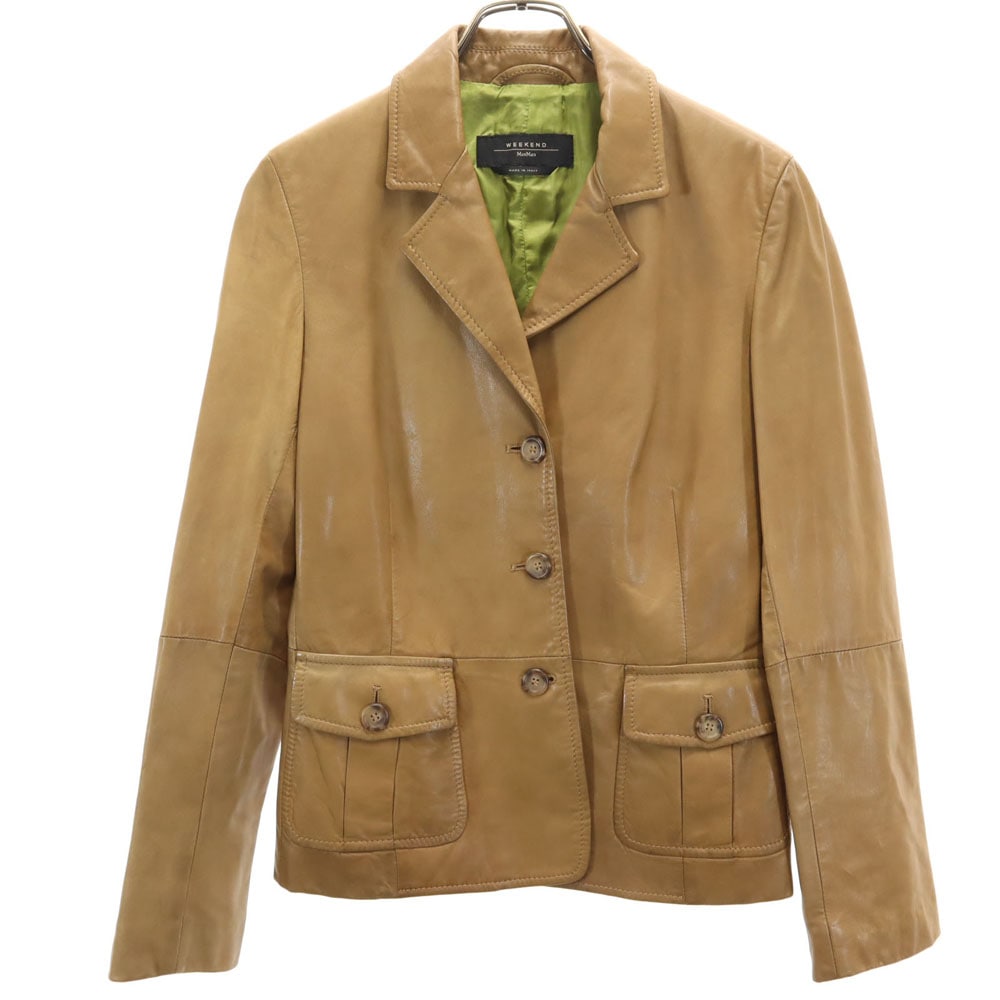 ウィークエンドマックスマーラ イタリア製 本革 レザージャケット 42 ブラウン系 WEEKEND MaxMara レディース 古着