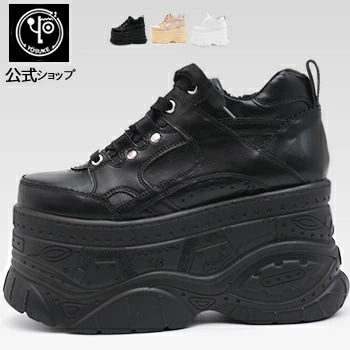 ヨースケ 厚底スニーカー レディース 公式キズ補修液付 ダッドスニーカー 歩きやすい 11cm 厚底シューズ 靴 黒 白 ボリュームソール ヒールスニーカー
