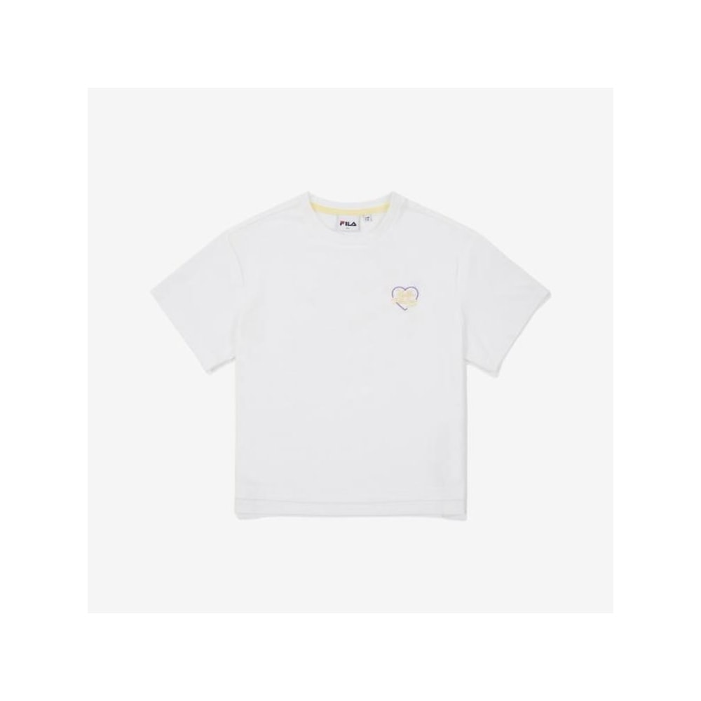 [FILA KIDS] ハートシリーズ T シャツ (FK2RSF2G01F_OWH) Q0ZFK2RSF2G01FWH