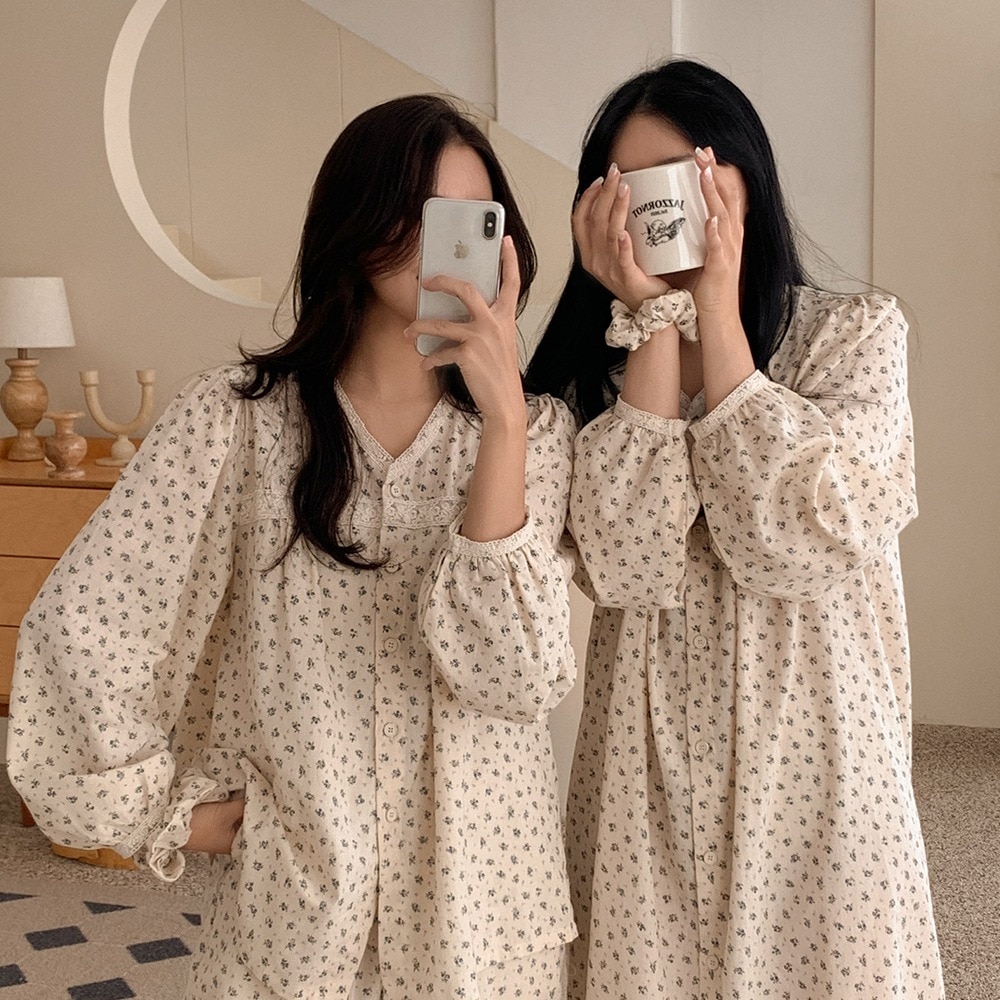 ダフネスクランチー長袖パジャマセット 2type, 2size