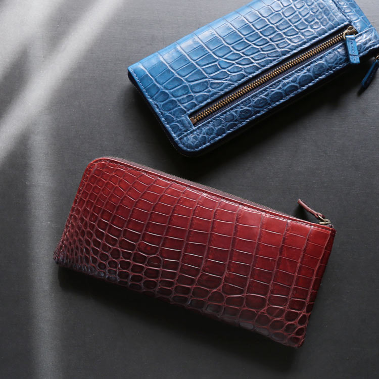 クロコダイルレザー長財布L字グラデーション