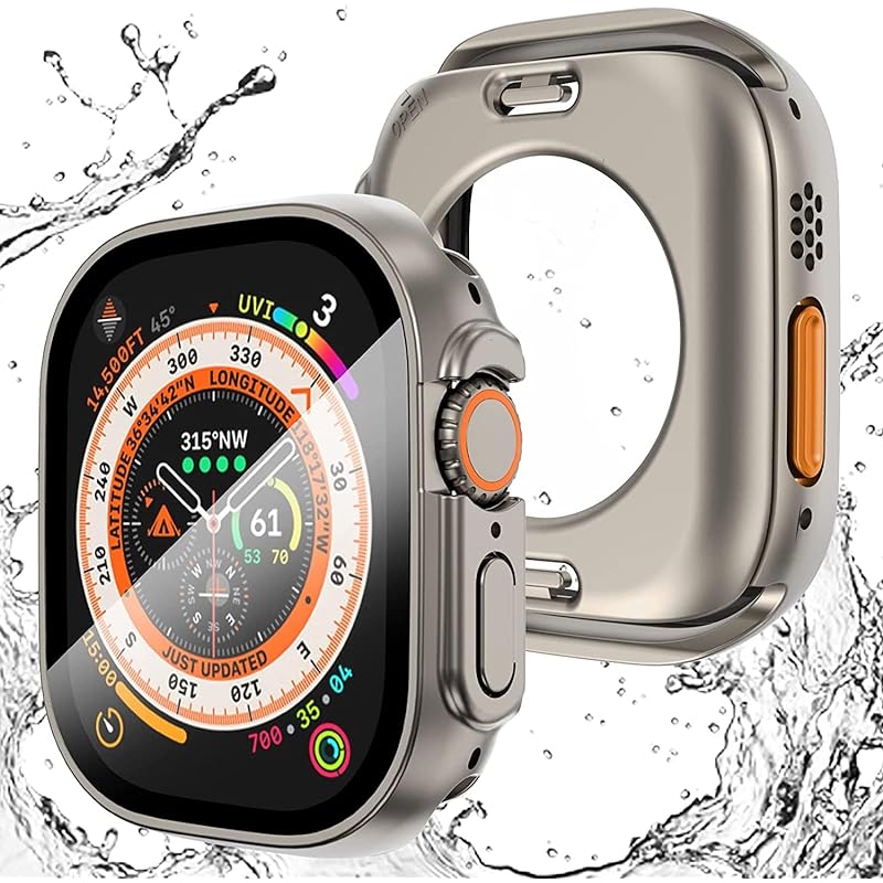 【2023強化版】AMAPC for Apple Watch ケース Apple Watch Ultra 2/Apple Watch Ultra 49mm 用 ケース 360度全面防水 バンド 水泳