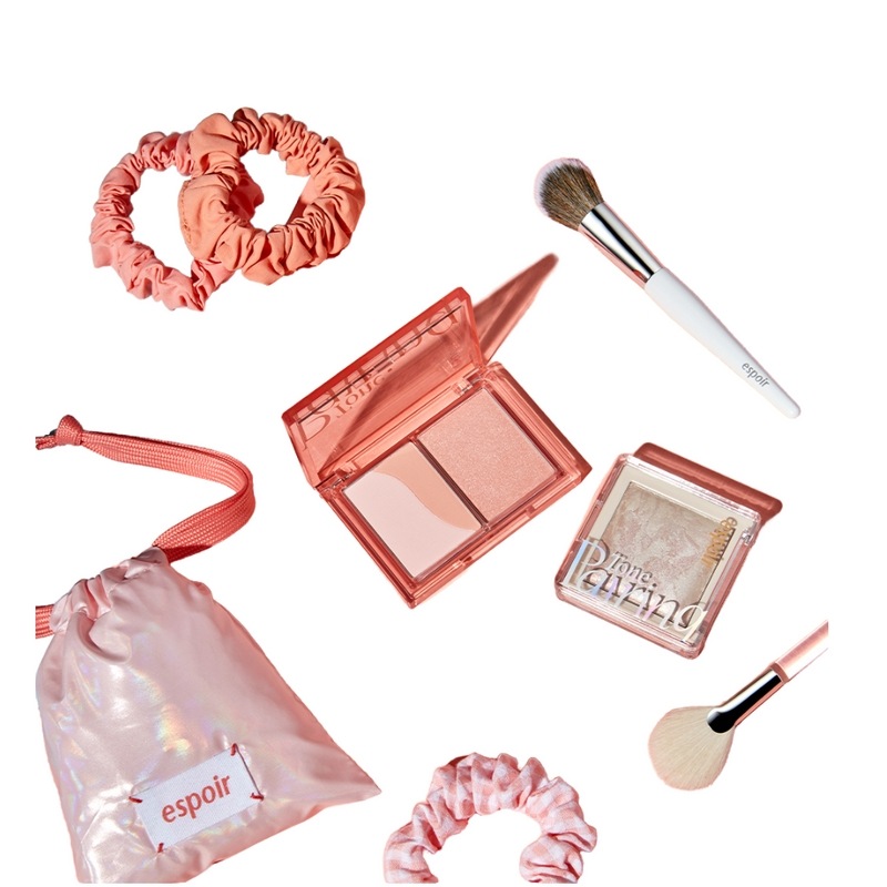 トーンペアリングチーク9.6g+トーンペアリングハイライター9g2種SET+（贈呈：チークブラシ+ハイライターブラシ+ベビースクランチ3種＆ポーチ）