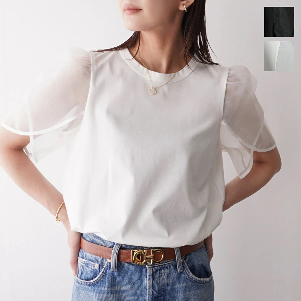 TORRAZZO DONNA トラッゾドンナ カットソー Tulip sleeve T-shirt 6252-421 レディース チューリップスリーブ オーガンジー 半袖 カラー2色 【mega】