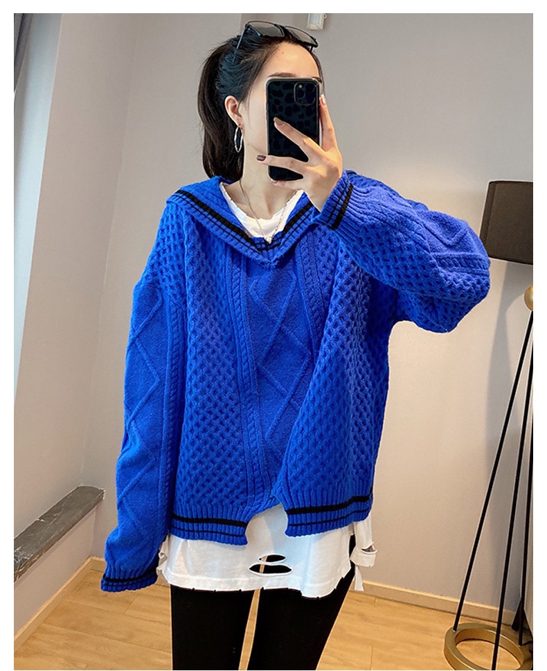 ファッション ツイスト セーター レディース 秋 デザイン ゆったり ニット トップス ブルー S M L XL トップス 袖あり かわいい 大人可愛い きれいめ シンプル カジュアル 大人 上品