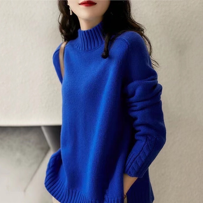 トップス ニットソー 長袖 ハイネック ニット かわいい 可愛い きれいめ シンプル 上品 おしゃれ お洒落 可愛い 女子 こなれ感 クール 無地 秋 冬 20代 30代 40代