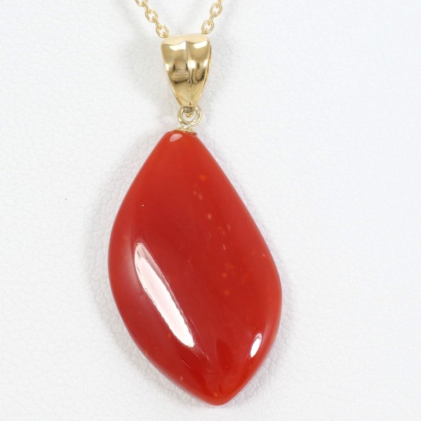 K18 18金 YG イエローゴールド ネックレス サンゴ 約45cm ジュエリー 中古