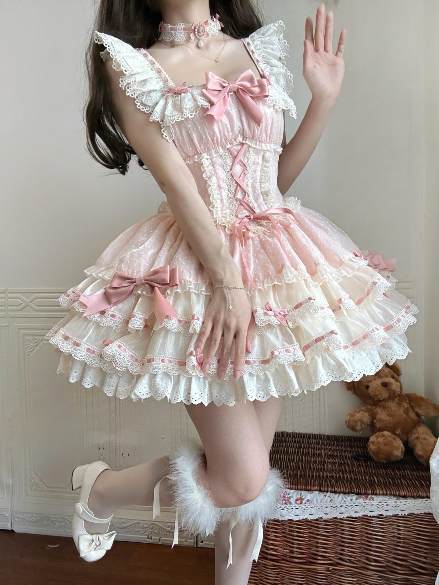 コスプレドレスロリータスカートワンピースピンクが可愛いバレエケーキスカートドレス ロリータ ロリータ Jsk33
