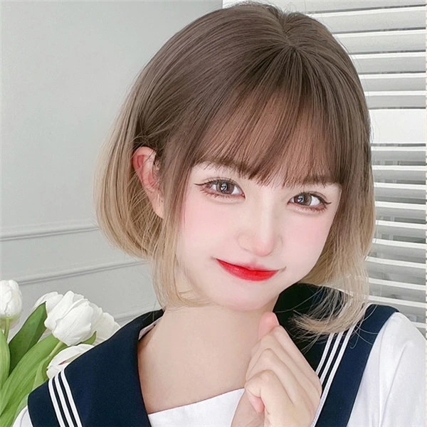 フルウィッグ かつら ふんわり前髪 ぱっつん前髪 ロリータ lolita ショート ボブウィッグ 前髪あり 自然 可愛い かわいい キュート 耐熱ウィッグ 小顔効果抜群 コスチューム 文化祭 学園祭
