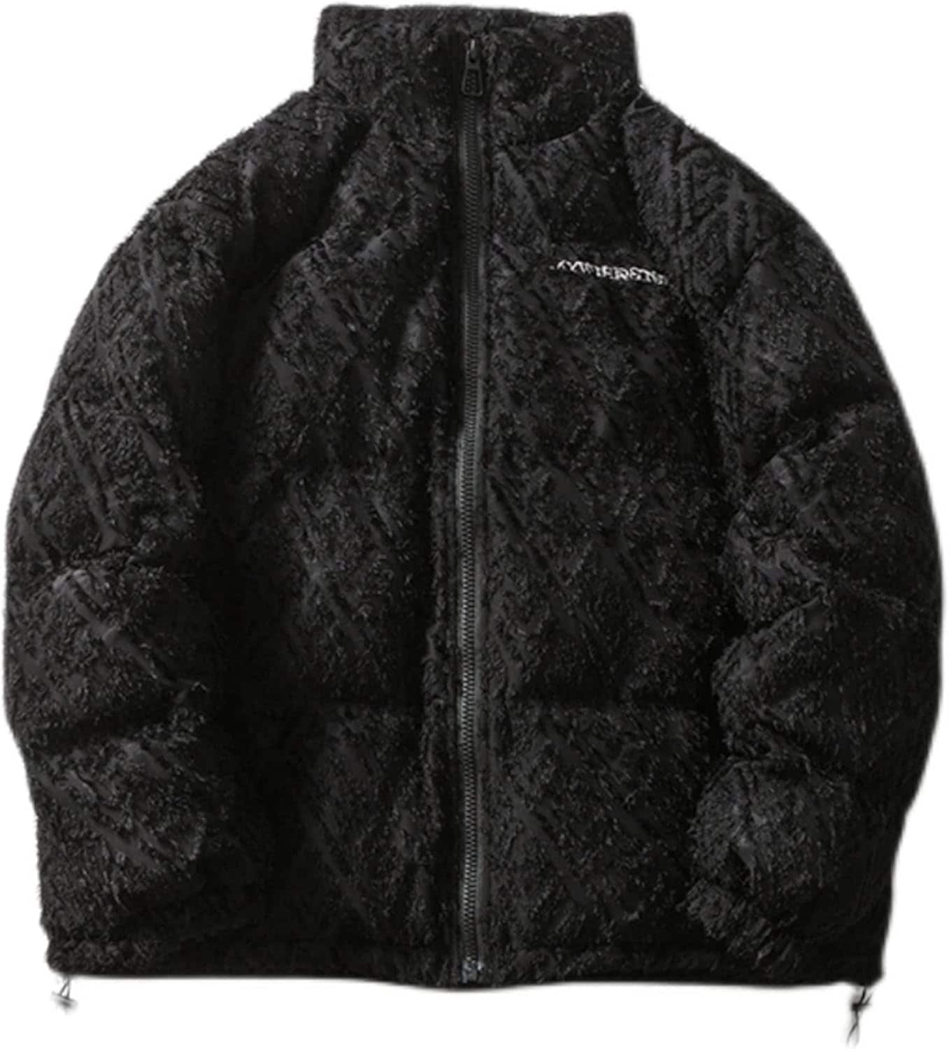 フリースボア メンズ ジャケット ジップアップコート ブルゾン 英文刺繍 無地 防寒服 厚手 スタジアムジャンパー スタジャン 裏起毛 モコモコ 着痩せ ルーズ カジュアル 秋 冬 シンプル