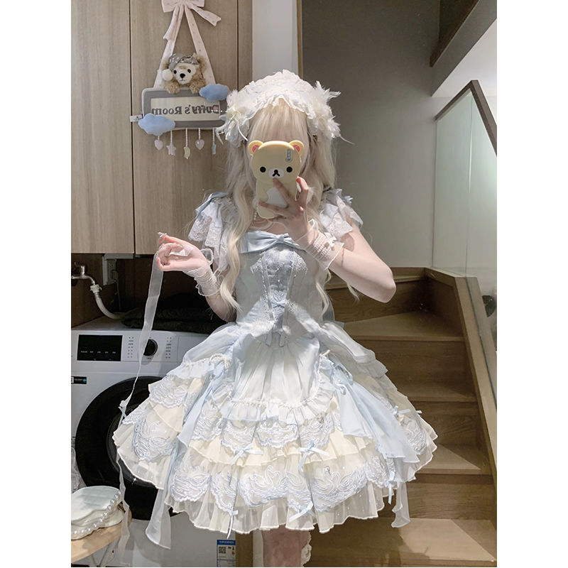 【2枚購入で 3oo円OFF！】古い古代バレエスタイルロリータスカートペストリー刺繍ドレスロリータかわいいプリンセスドレスドレス