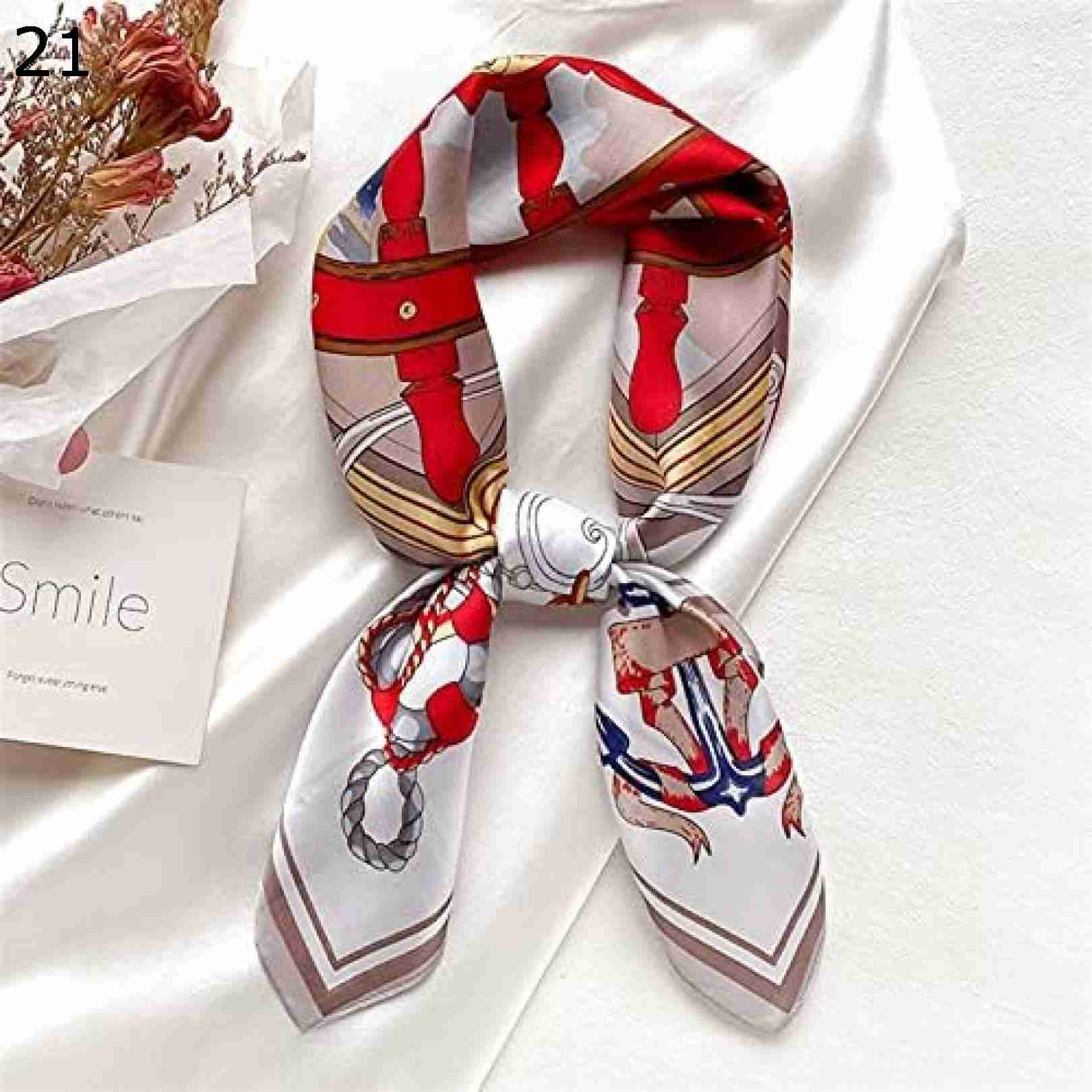 【20%OFFクーポン～】スカーフ女性オーシャンアンカーショールスカーフレディーヘアネックヘッドバンドフーラードヘッドクロス女性 (Color : 21 Size : 70*70cm)