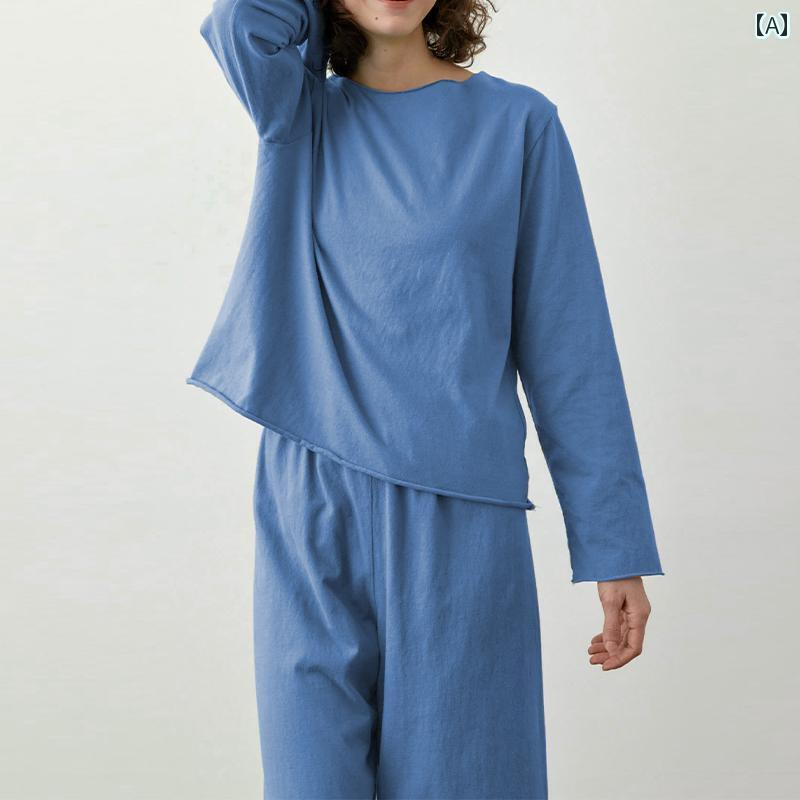 パジャマ　レディース　上下 夏用の 女性用 ベルベット コットン パープル パジャマ 柔らかくて 快適 ブルーの 綿 パンツ ホームウェア セットは 外で 着用 できます 5,219円