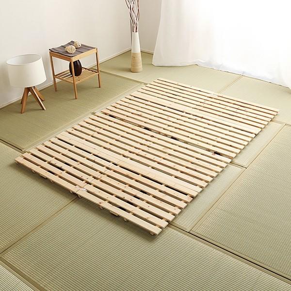 すのこベッド 二つ折り ダブル 折りたたみ 通気性 湿気対策 防ダニ 防カビ 断熱 結露防止 保湿 調湿 日本産ひのき 檜 ヒノキ 桧 折畳み