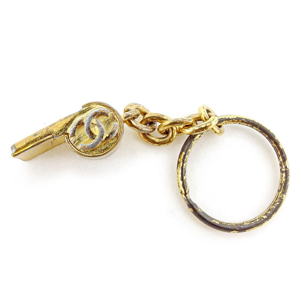 キーホルダー キーリング 笛 ホイッスル ココマーク オールドシャネル ゴールド系 中古