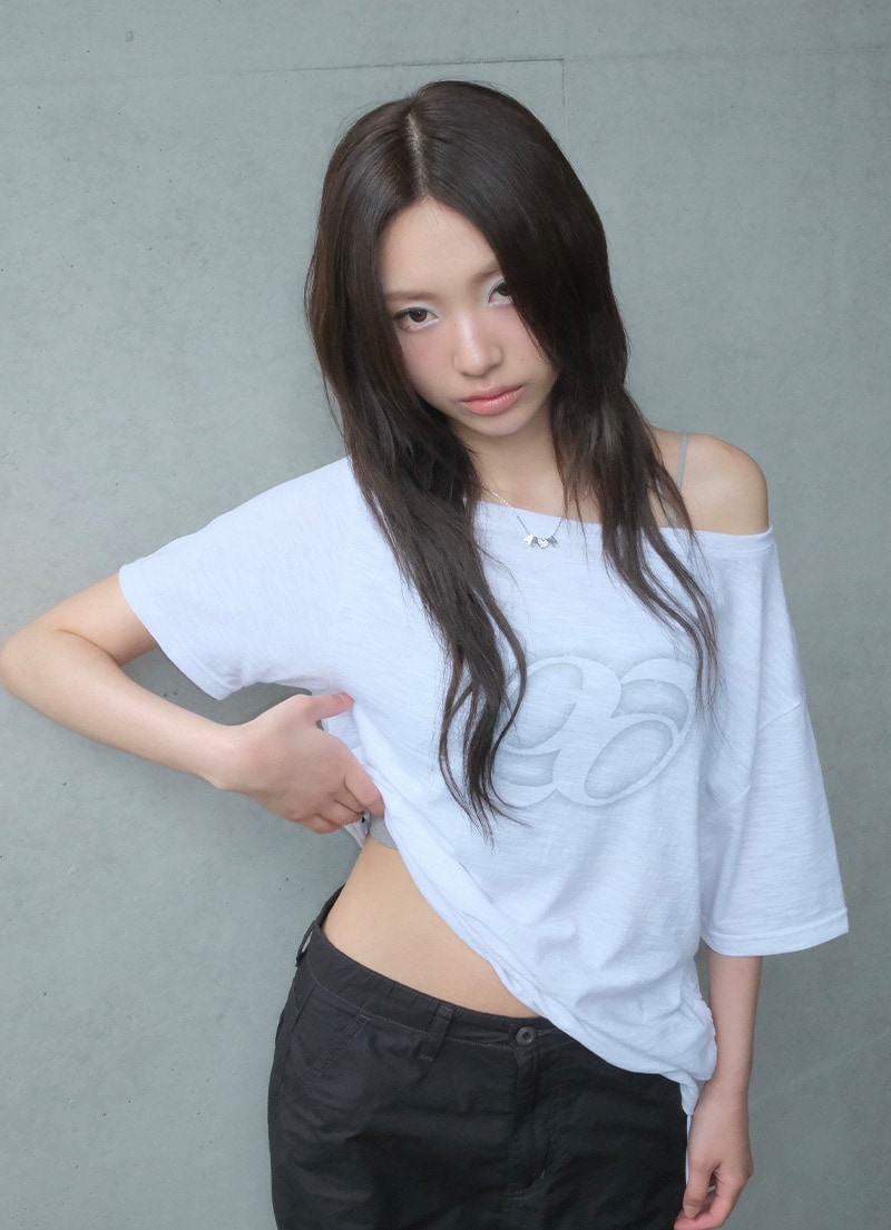 【AS"ON】 KIKI BOXY SHIRRING TEE / WHITE 正規品