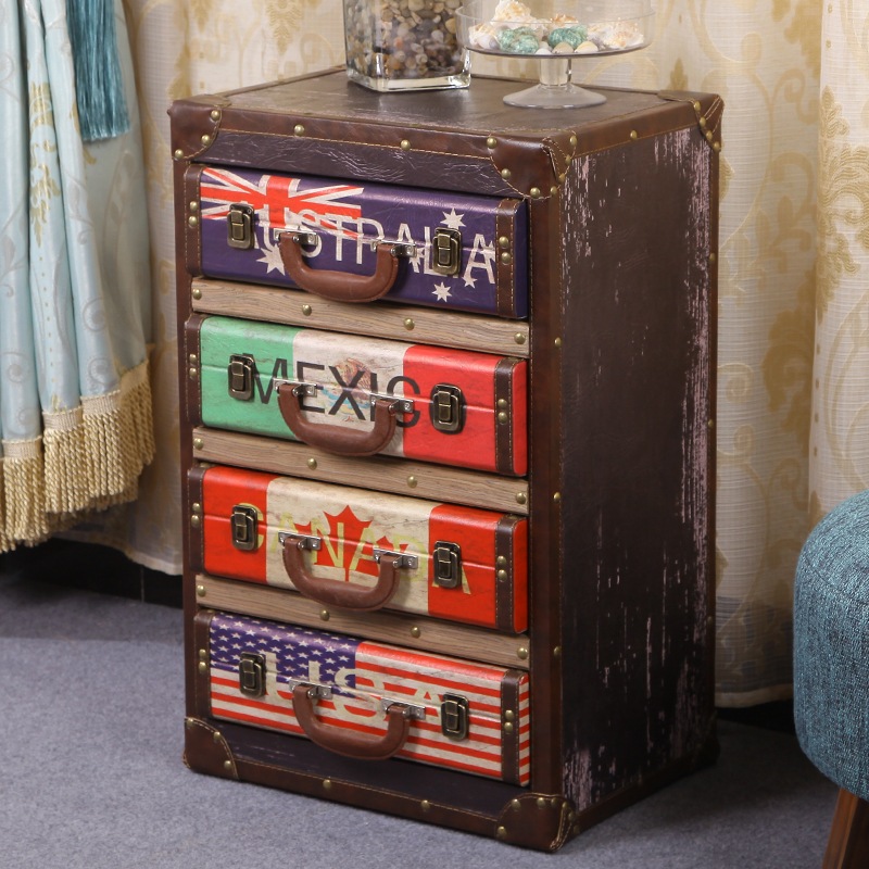 チェスト ヴィンテージ トランク調 タンス 引き出し おしゃれ かわいい 収納 ロータイプ アメリカン雑貨 レトロ リビングルーム 店舗 27,235円