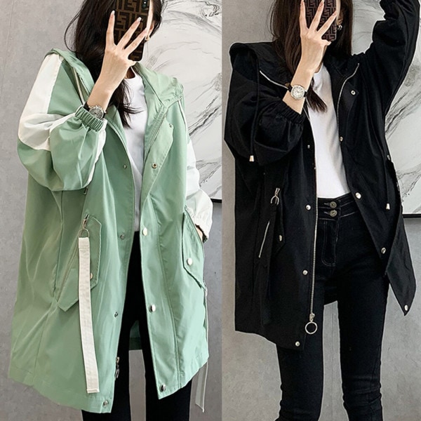 配色 カジュアル レディース フード ジャンパー アウター フィールドジャケット 季節の変わり目