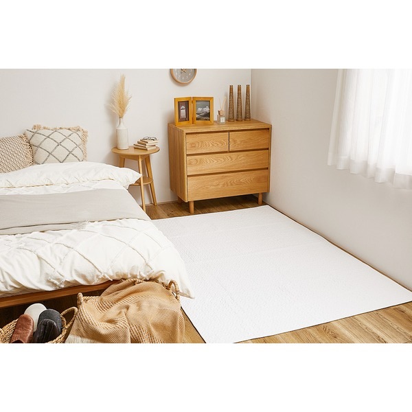 ラグマット 絨毯 約190x240cm アイボリー 洗える 防滑 ホットカーペット対応 綿100％ イブルラグマット アンダーラグ セット