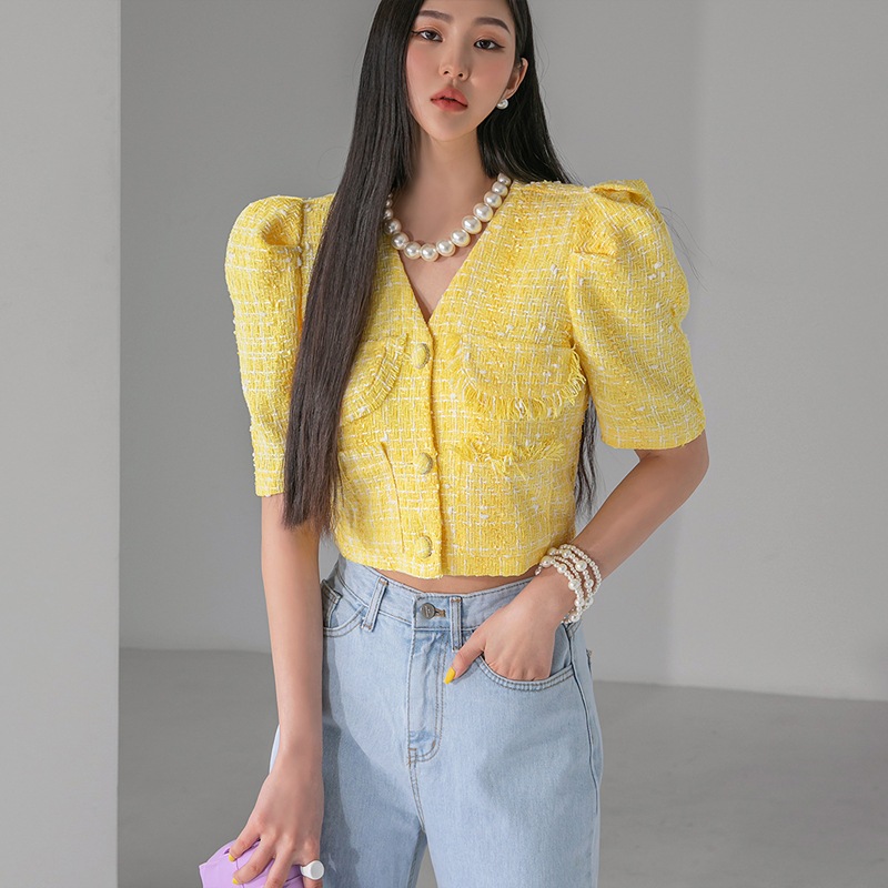 J1511 ツイードクロップシングルジャケット