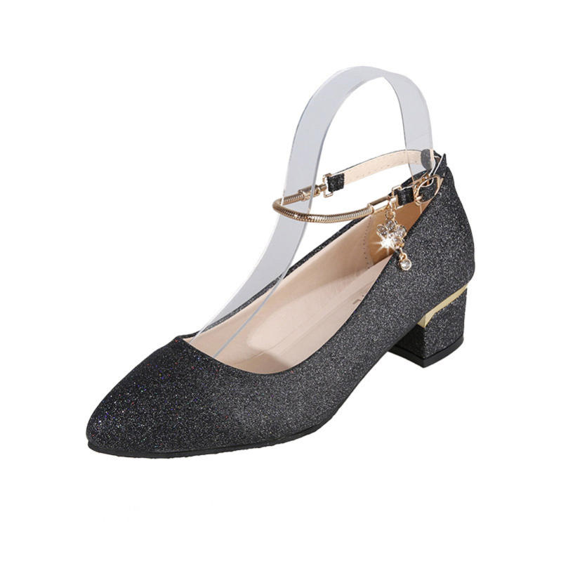 500円OFFクーポン パンプス ハイヒール ヒール-5センチ キラキラ 太いヒール 小さいサイズ ストラップ 女の子 結婚式 ピアノ発表会 可愛い パーティー シューズ 靴 演奏会 演出 チャンキー