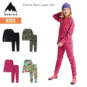 BURTON キッズ S サイズ ウエア上下 フリースベースレイヤー上下　セット Qoo10] バートン ベースレイヤー キッズ 上下セット 25