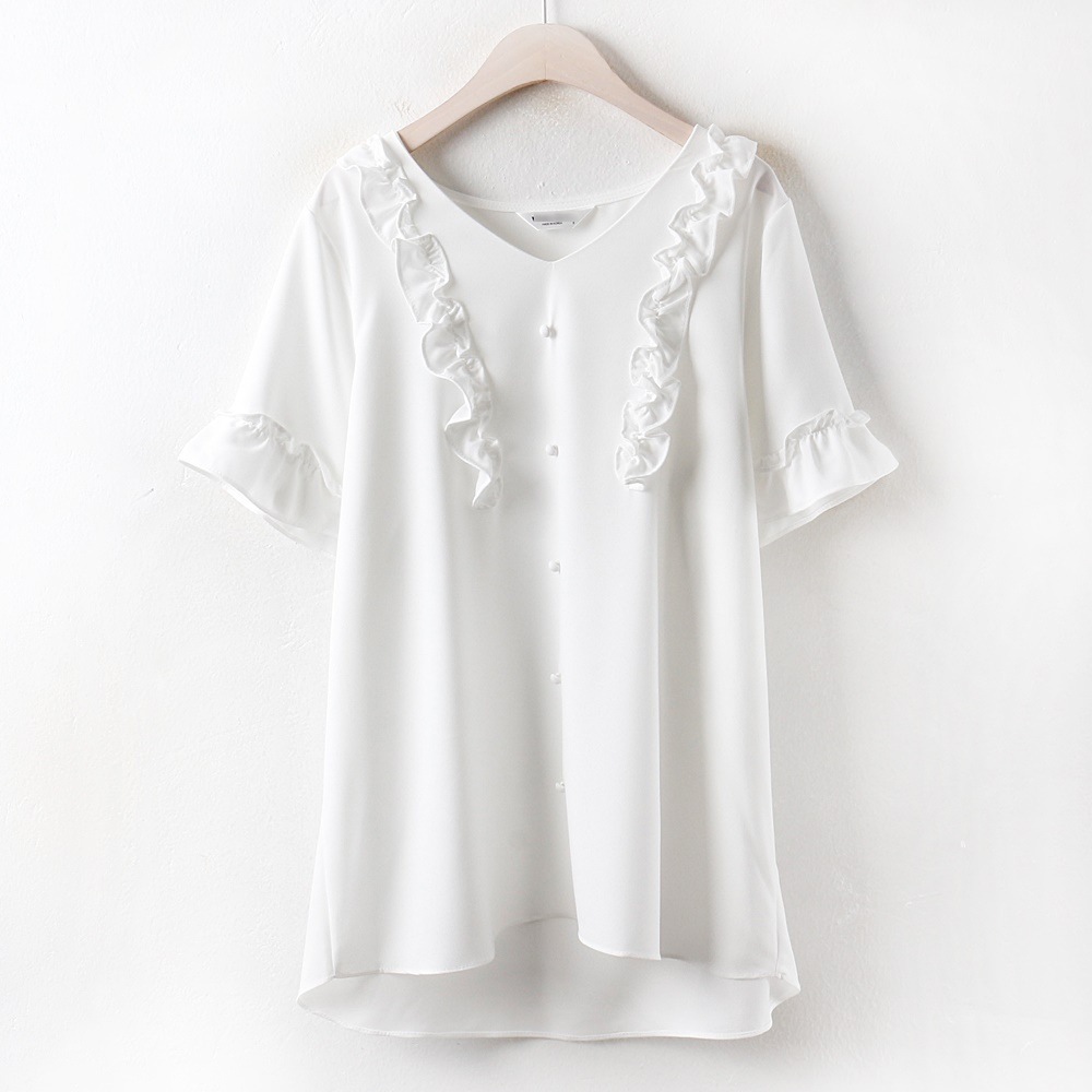 送料無料豆フリルブラウスWB2525M806ビッグサイズの女性服