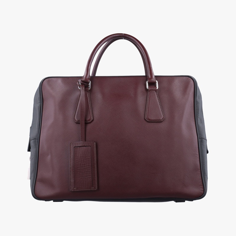 バイカラーブリーフケースマルーン×ブラックサフィアーノレザーVS305M64中古
