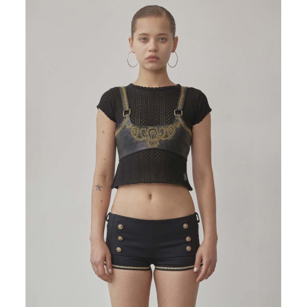 SCULPTOR アイレットニットTシャツ ブラック モデル名