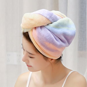 絵柄　タオルキャップ 吸水 タオルキャップ ヘアドライタオル マイクロファイバー 吸水力防臭 速乾 軽量 髪干し