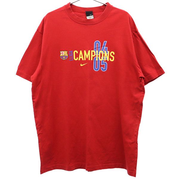 FCバルセロナ プリント サッカー 半袖 Tシャツ XL レッド メンズ