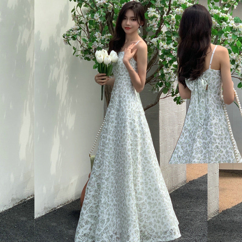 スカートロングスカート130cmロングレース学生背の高いウエスト細いバックレススイング足ベアガータードレス