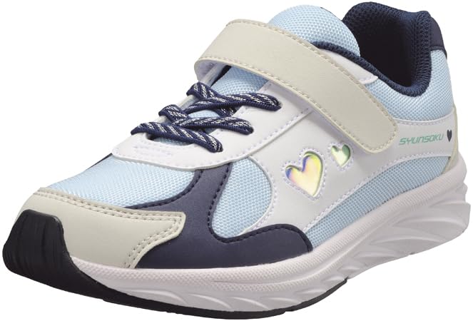 [シュンソク] スニーカー キッズ 女の子 子供靴 幅広 軽量 16~23cm 3E LEJ 8130 サックス 18.0 cm