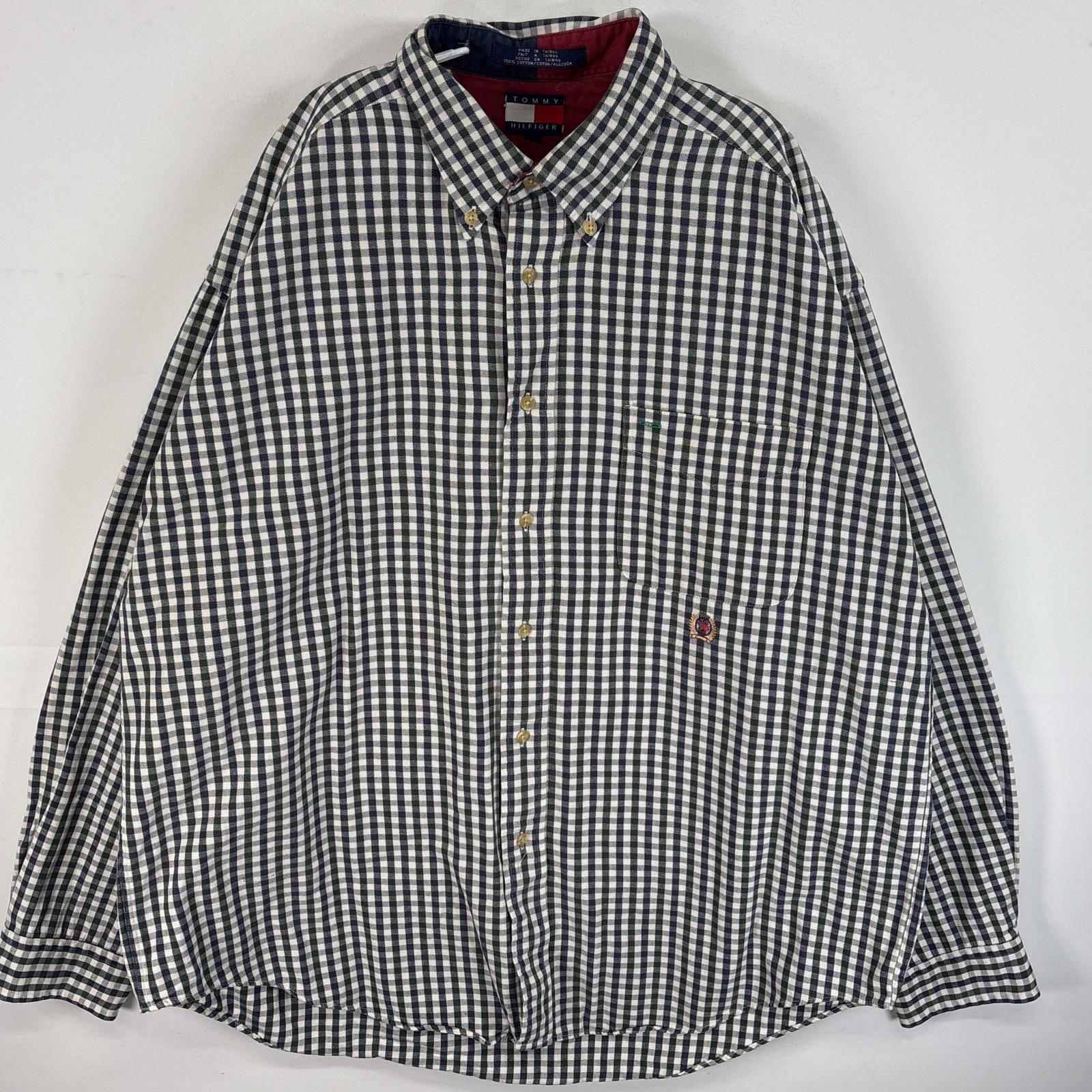 古着 90s/90年代 長袖シャツ ワンポイント ロゴ 刺繍 ボタンダウン