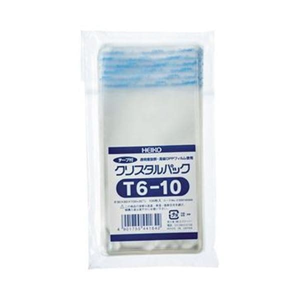 （まとめ）HEIKO クリスタルパックT（テープ付）T-6-10 0.0360100+30mm #6740300 1パック（100枚）50セット