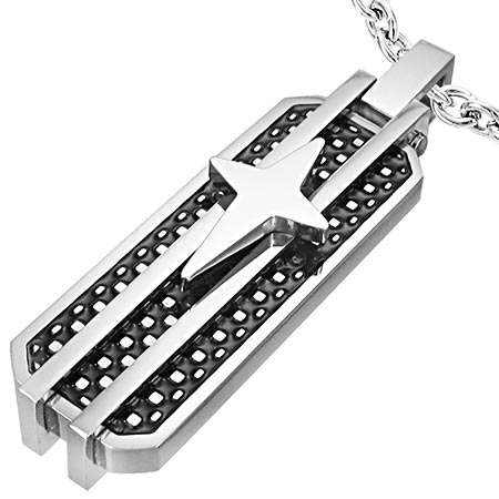 スターシャインペンダントトップ ステンレス 男性 女性 ネックレス 首飾り ドックタグ 星 ギフト