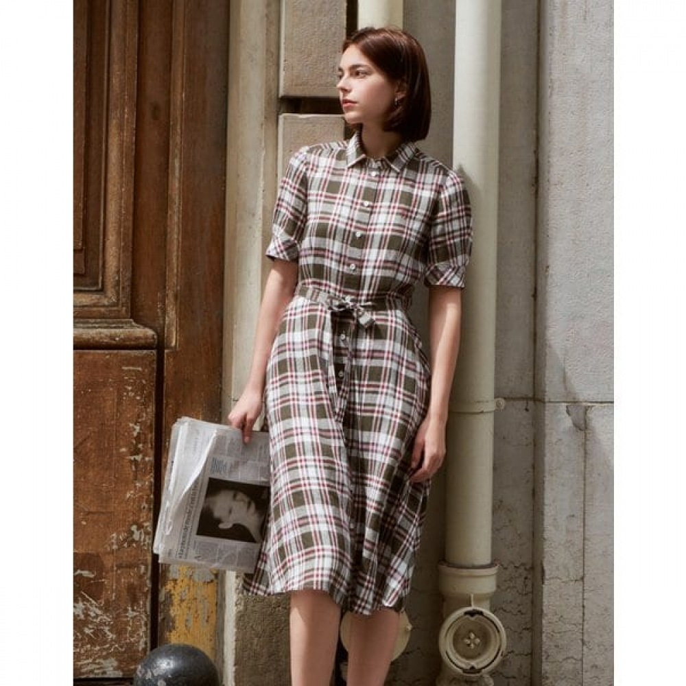 [24SS] [リネン] カーキストラップリネンシャツタイプ HSDR4B412K2