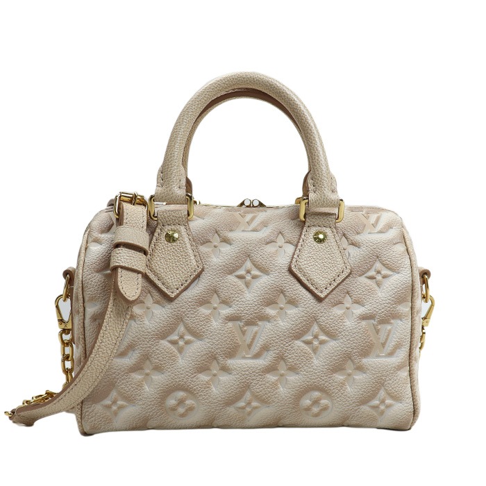 LOUIS VUITTON ルイ・ヴィトン スピーディバンドリエール20 2Wayショルダーバッグ モノグラムアンプラント ベージュ系 M46163 ICチップ レディース 中古 美品