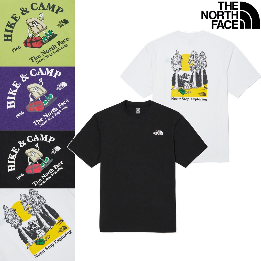 MenS HIKE AND CAMP S/S R/TEE 4色 Tシャツ 新商品 韓国ファッション 韓国人気 男女共用 日常服 ストリートファッション カップルアイテム 夏ファッション 学生フ