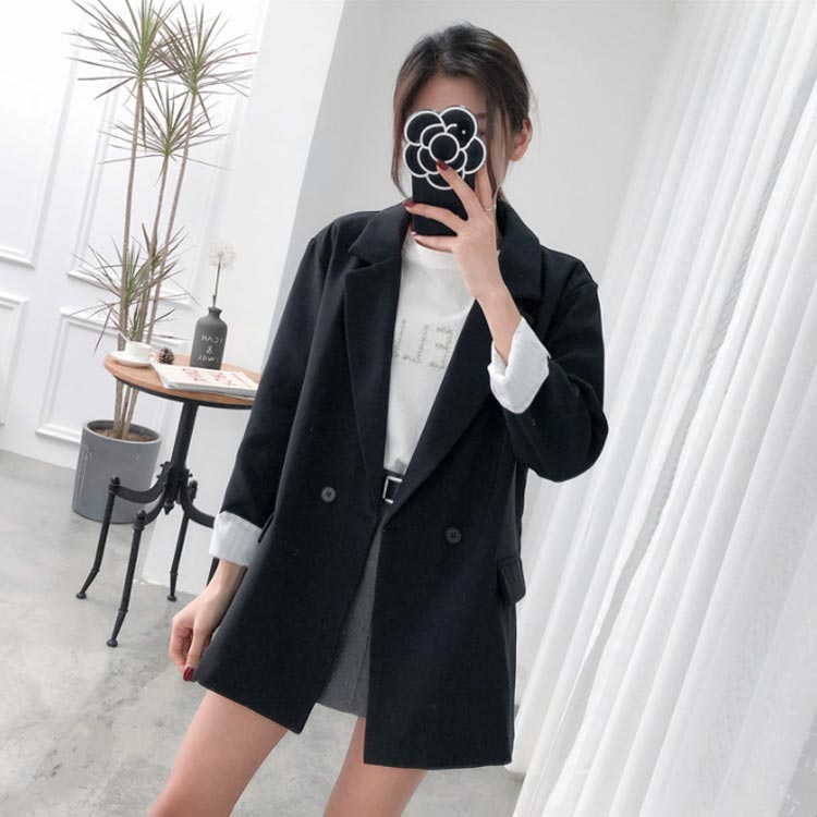 ゆったり×ミドル丈がレイヤードスタイルも テーラードジャケット レディース カジュアルジャケット 一つボタン ジャケット アウター 通勤 ゆったり ミドル丈 ブラック