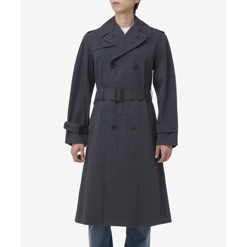 MAISON MARGIELAメンズダブルブレステッドトレンチコート - ダークブルー/ S67AH0036S78035855