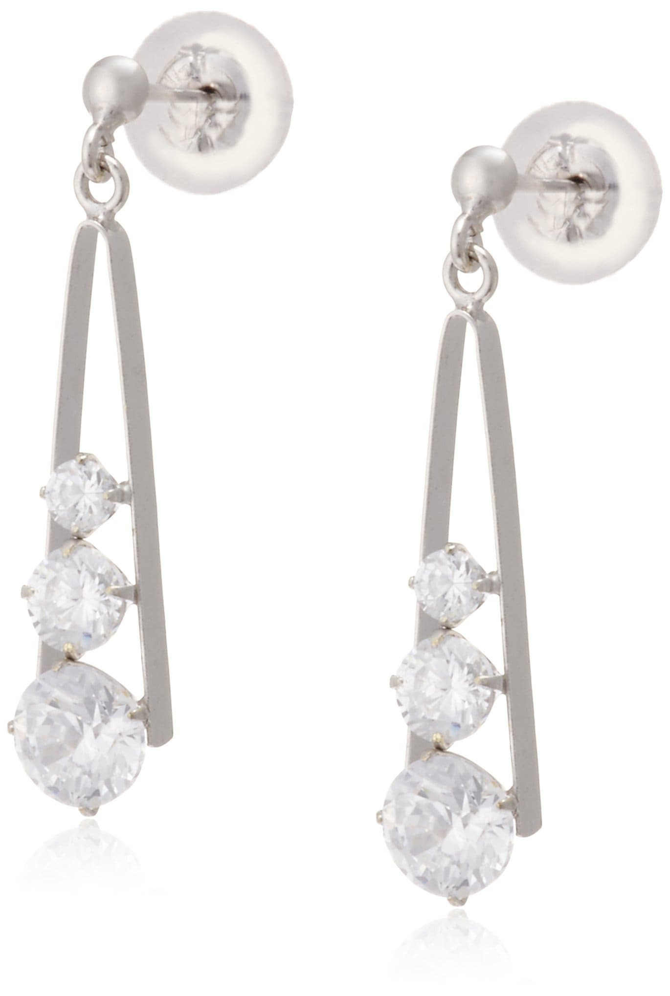 [キャンディ] Candy K14ホワイトゴールド キュービック スリーストーンピアス BCkaha-cz-wg