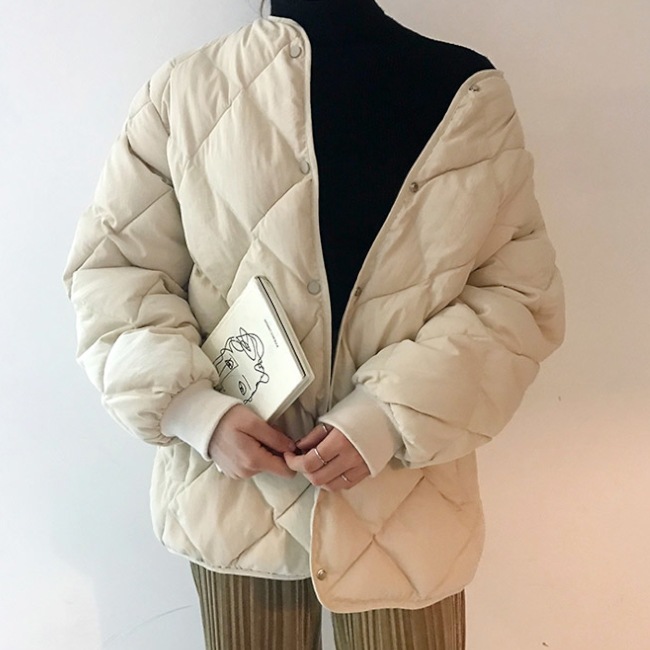 2色 アウター ジャケット レディース 秋冬 きれいめ 暖かい ダウンコート ミドル丈 長袖 ラウンドネック ワイド ポケット 前開き 色展開 白 ホワイト カーキ サイズ S M L XL ゆったり