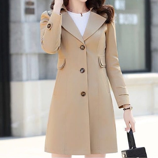 【送料無料】レディース 春 トレンチコート スリム シングル ブレスト トレンチコート