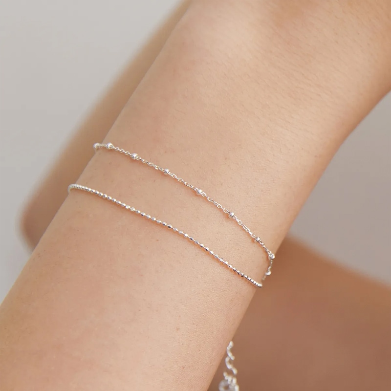 (シルバー925) ダブル ボール チェーン ブレスレット