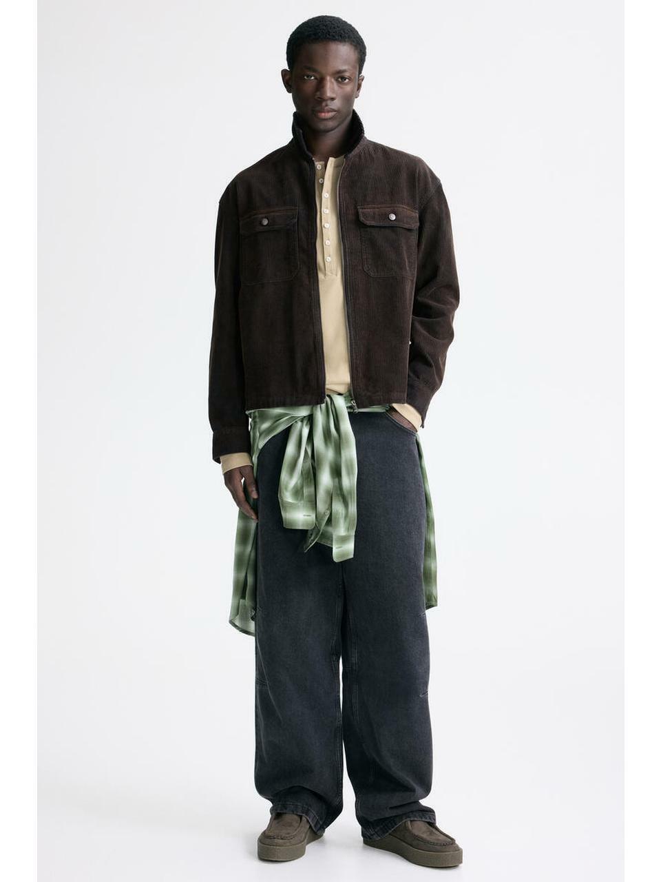 H&M コーデュロイオーバーシャツダークブラウン 1309685001