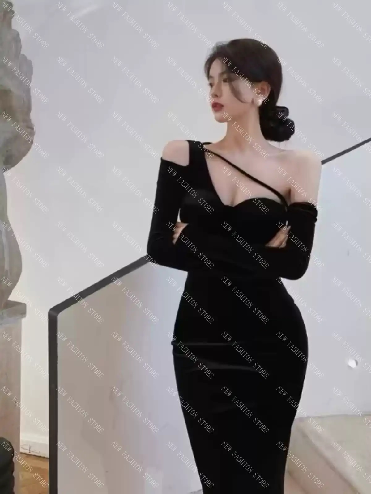 ドレス女性スリムスリムヒップ高級感ドレスロングスカート-12