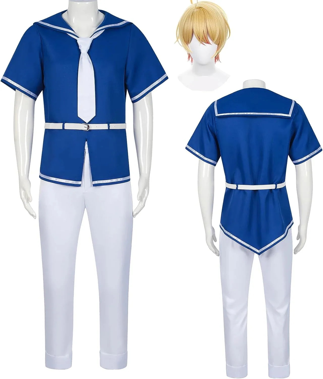 コスプレ衣アクア推しの子コスプレ衣アクアセーラー服ウィッグ付きステージ服ユニフォームJK制服夏着半袖イベントパーティー変演出服クリスマスパーティー