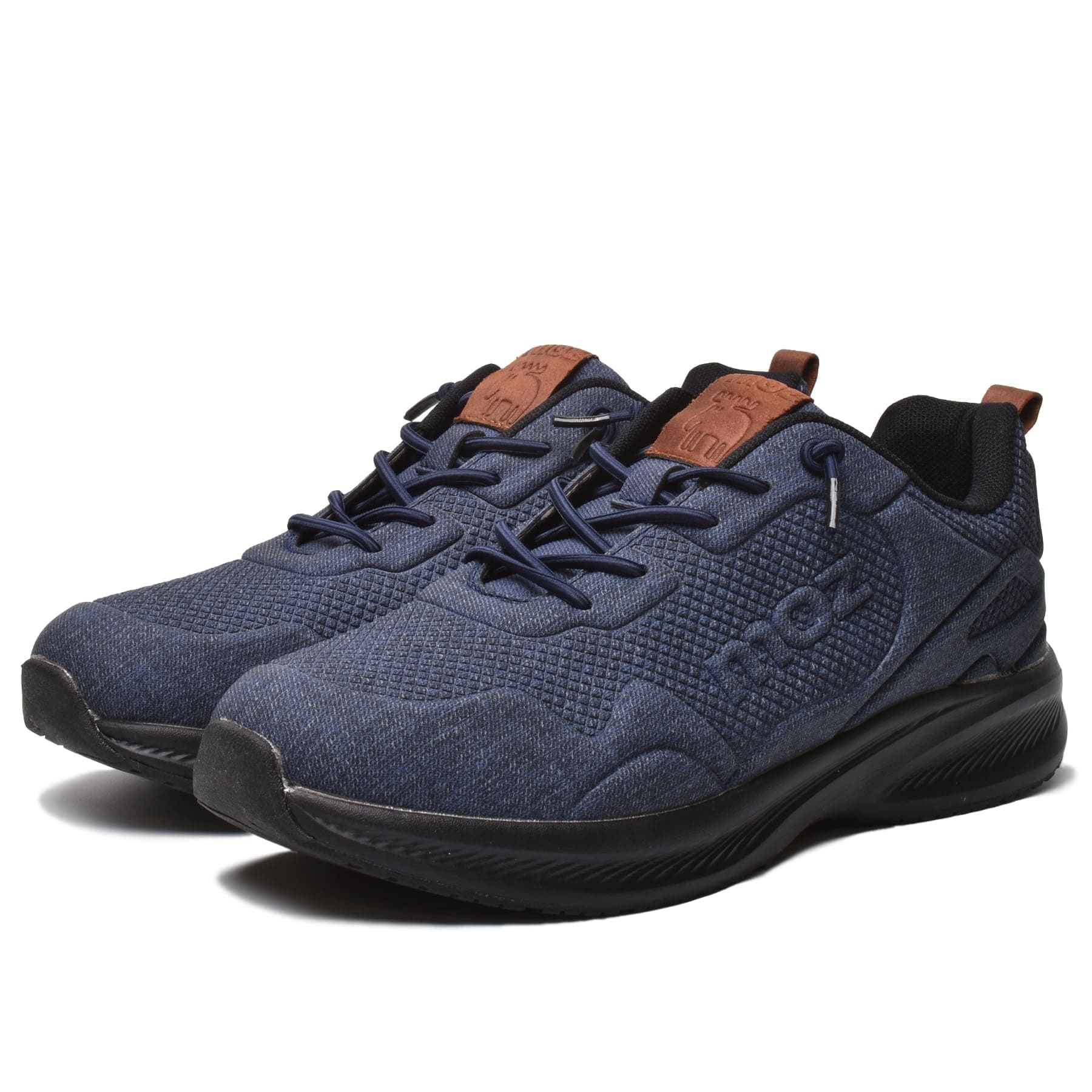 [モズ] スニーカー メンズ 防水 軽量 低反発クッションインソール ゴム紐 エンボス加工 ウォーキング 4273 (ネイビー, 26.0 cm), moz4273
